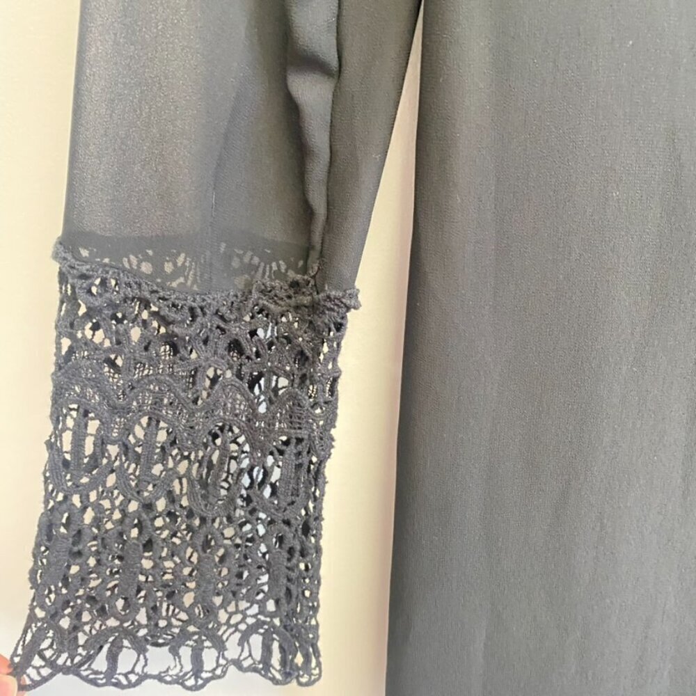 Umgee Black Bohemian Lace Sleeve Back Tie Dress - Picture 8 of 14